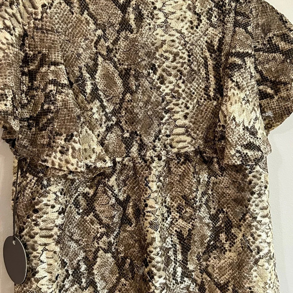 NWT Anthropologie Eva Franco Willow Snakeskin Print Lace Flutter Sleeve Top XS - Picture 9 of 10